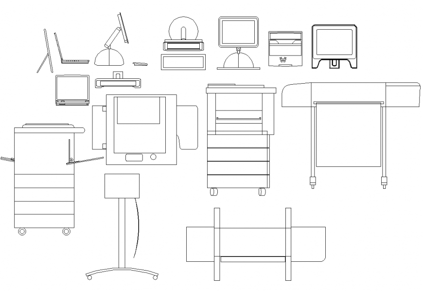 Conference Table And Multiple Office Furniture Cad Drawing Details Dwg